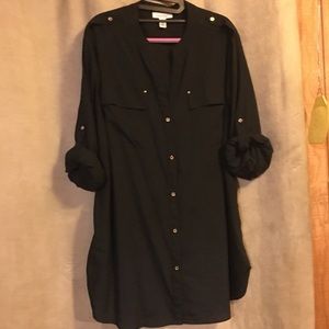 Calvin Klein black button down blouse
